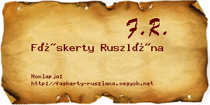 Fáskerty Ruszlána névjegykártya